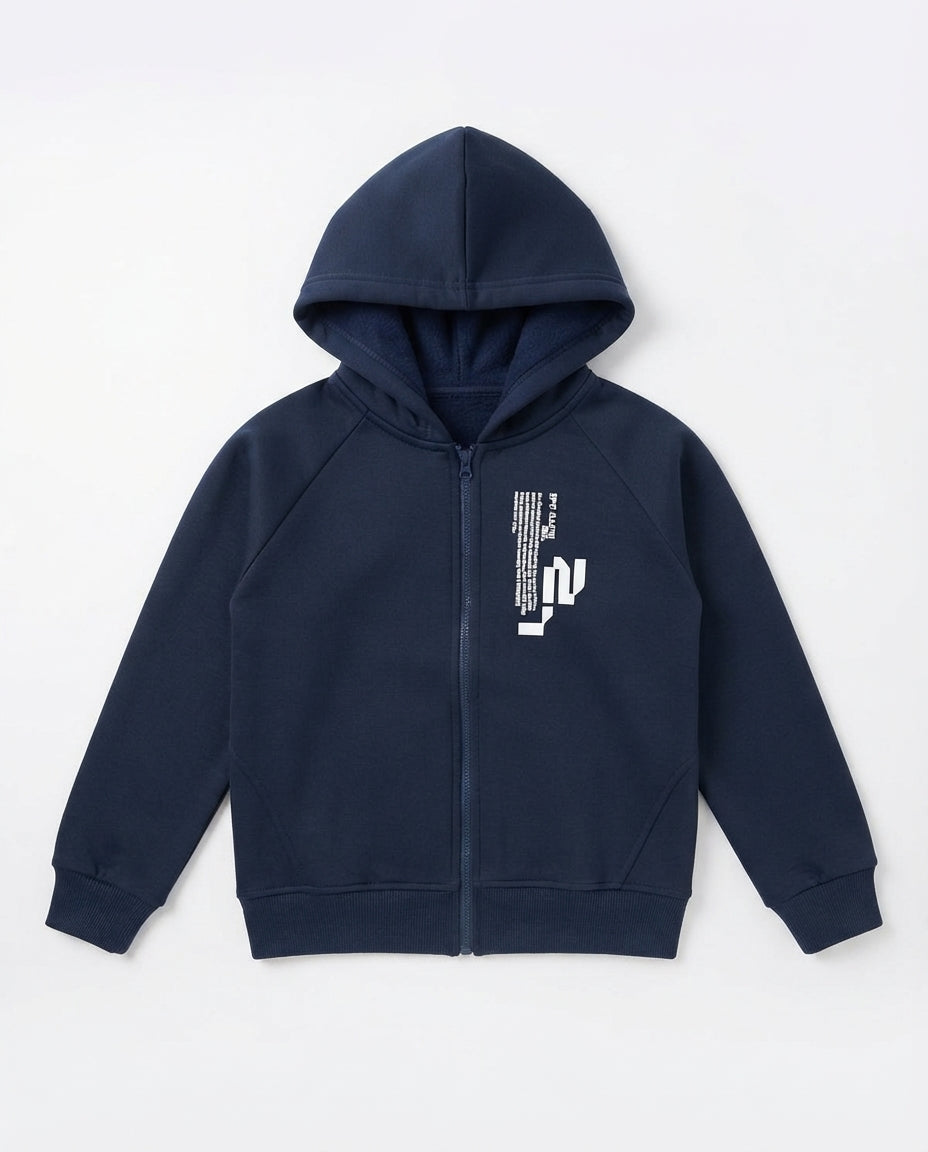 Boys Hodded Printed Sweatshirt W/Zipper