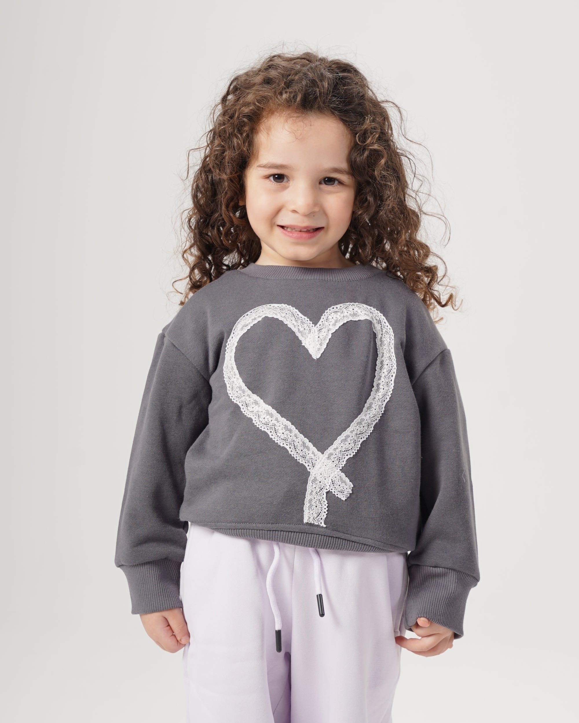 Girls Heart Crewneck Sweatshirt
