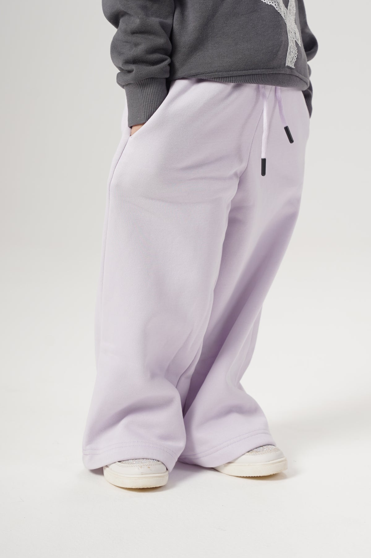 Girls Wide Leg Plain Pants