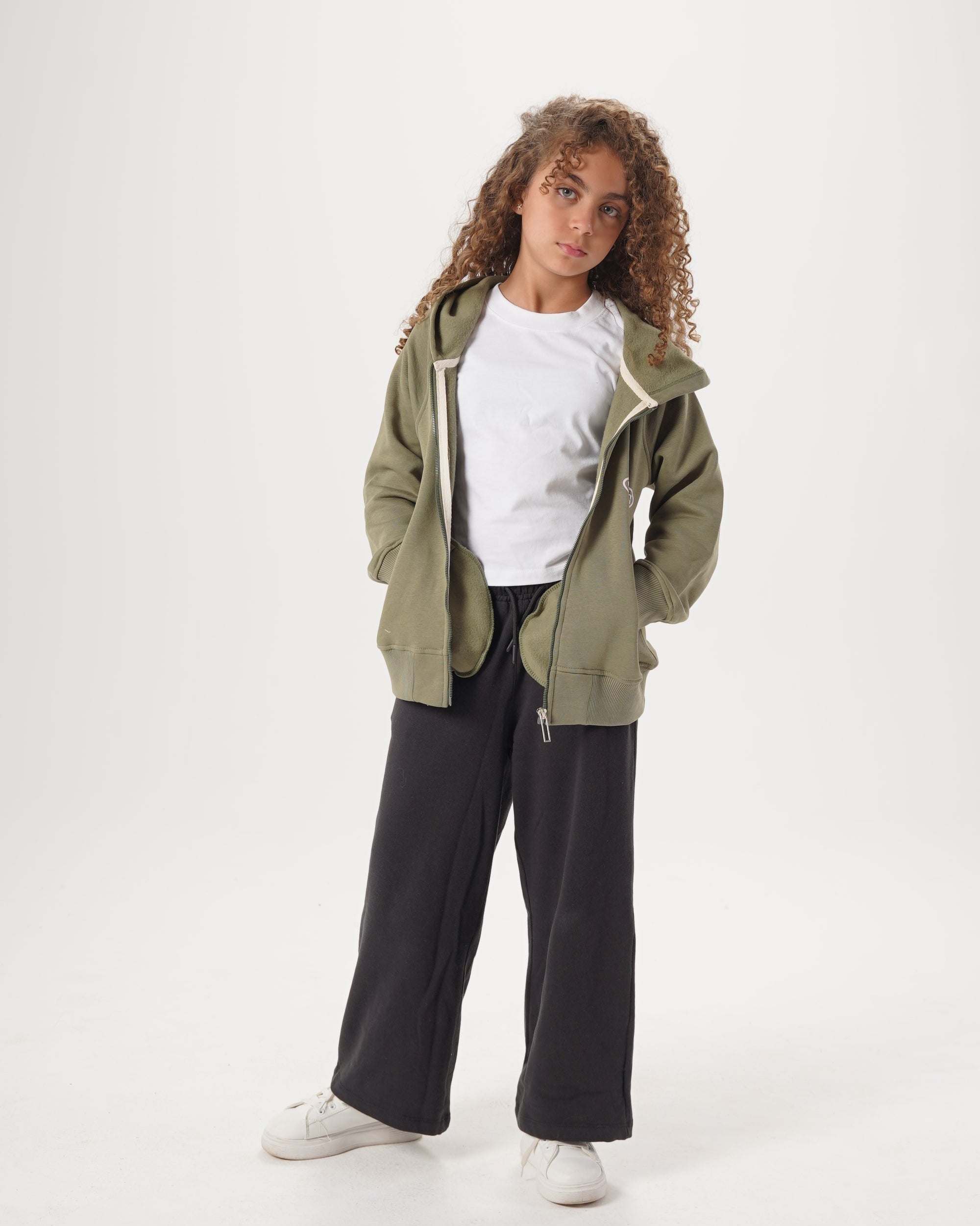 Girls Hoodied Zippered Sweatshirt