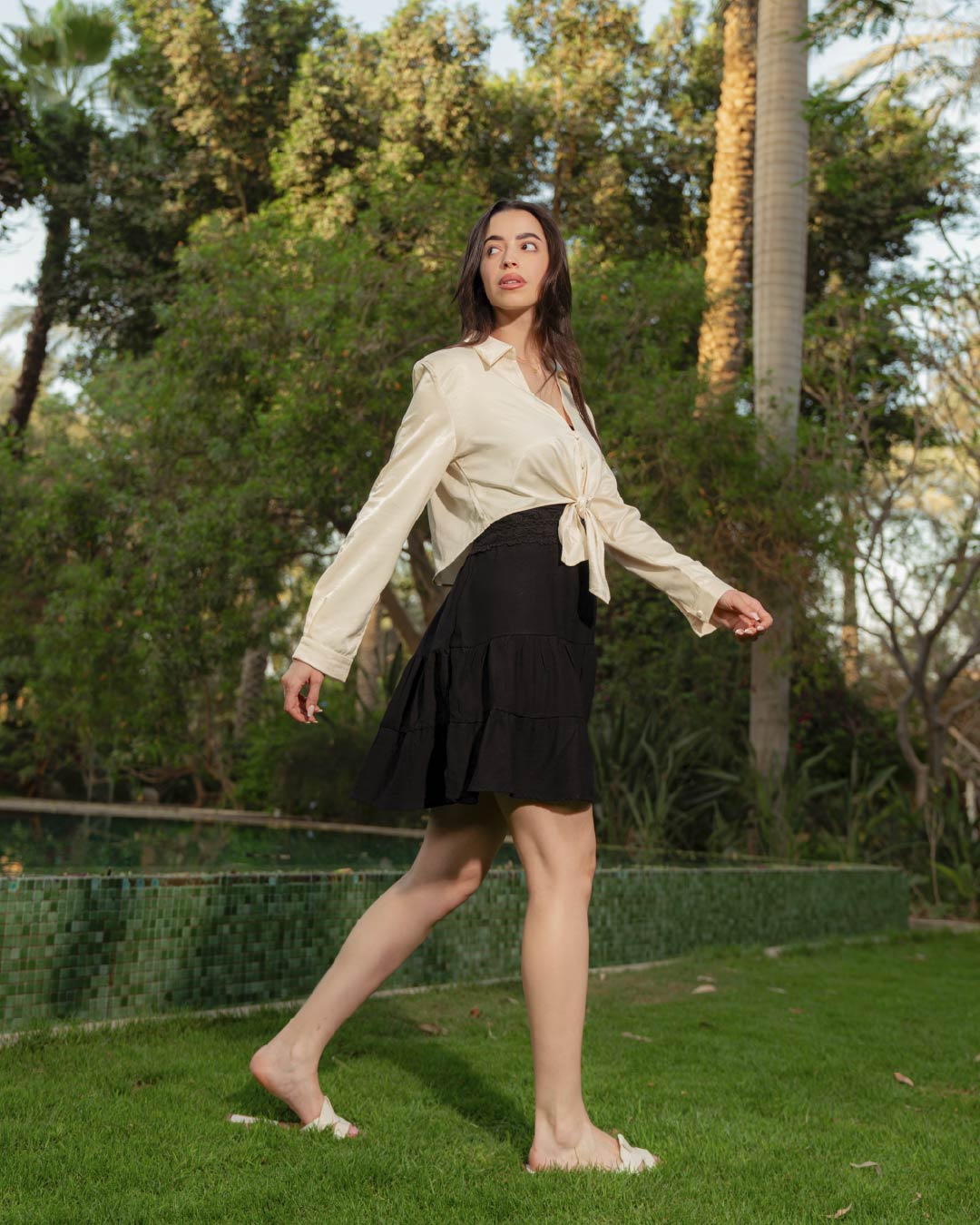 Womens Guipure Knee Skirt