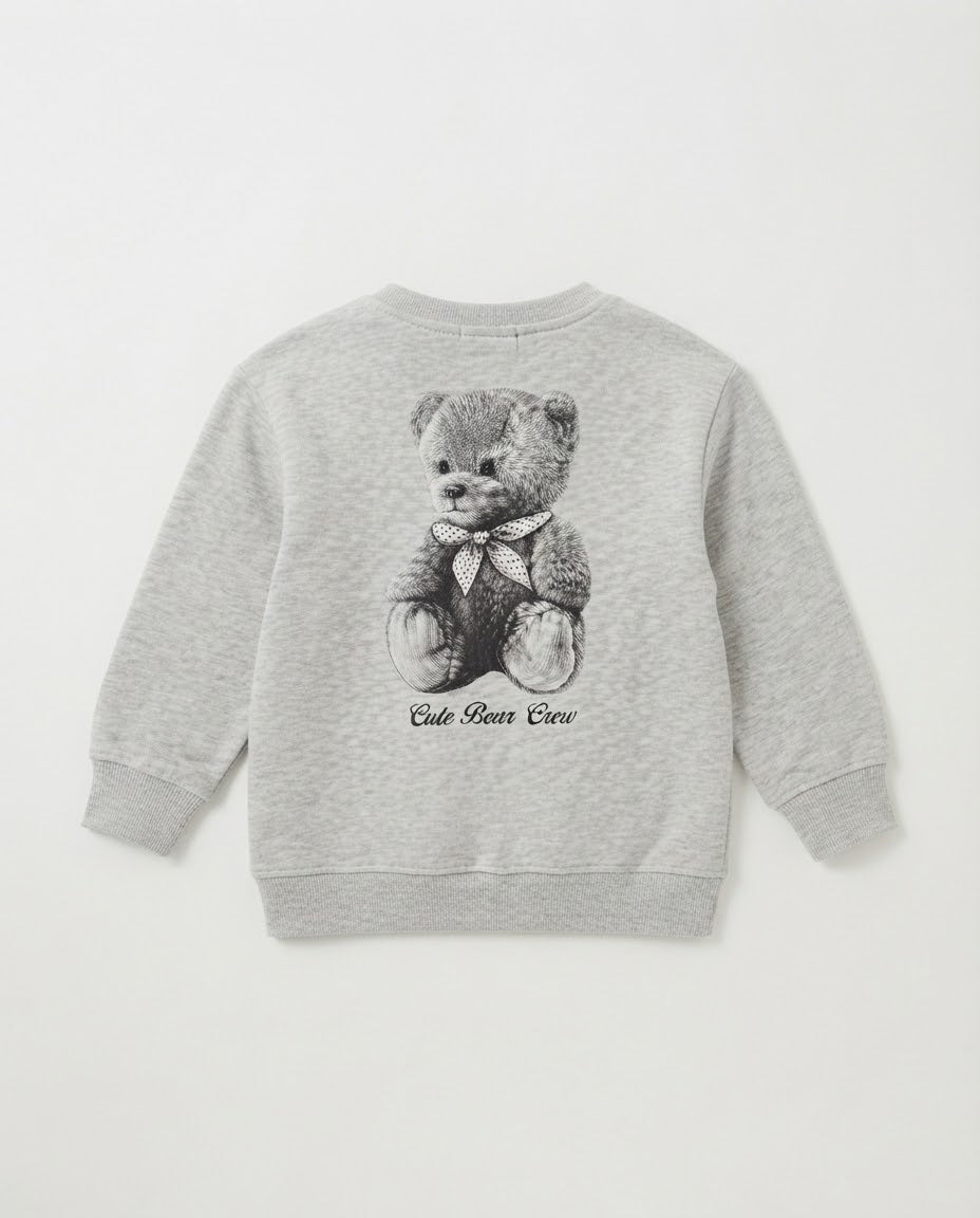 Girls Printed Bear Sweatshirt Round Neck