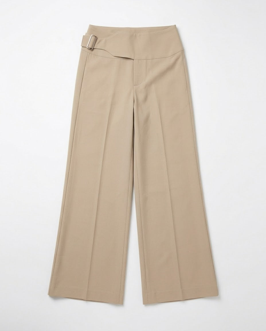 Wide Leg Trousers with Side Buckle