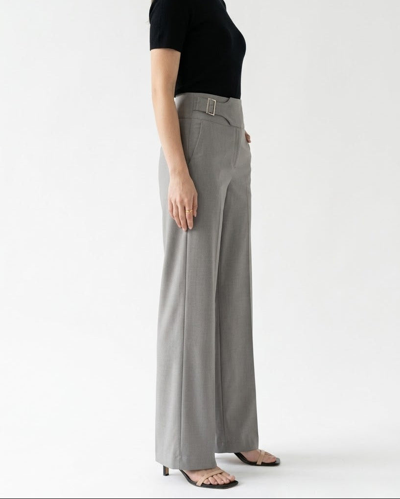 Wide Leg Trousers with Side Buckle