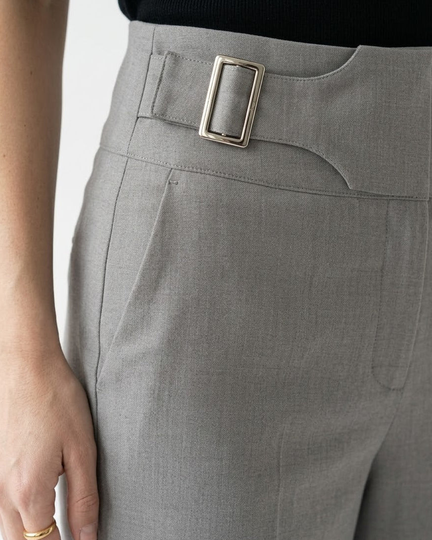 Wide Leg Trousers with Side Buckle