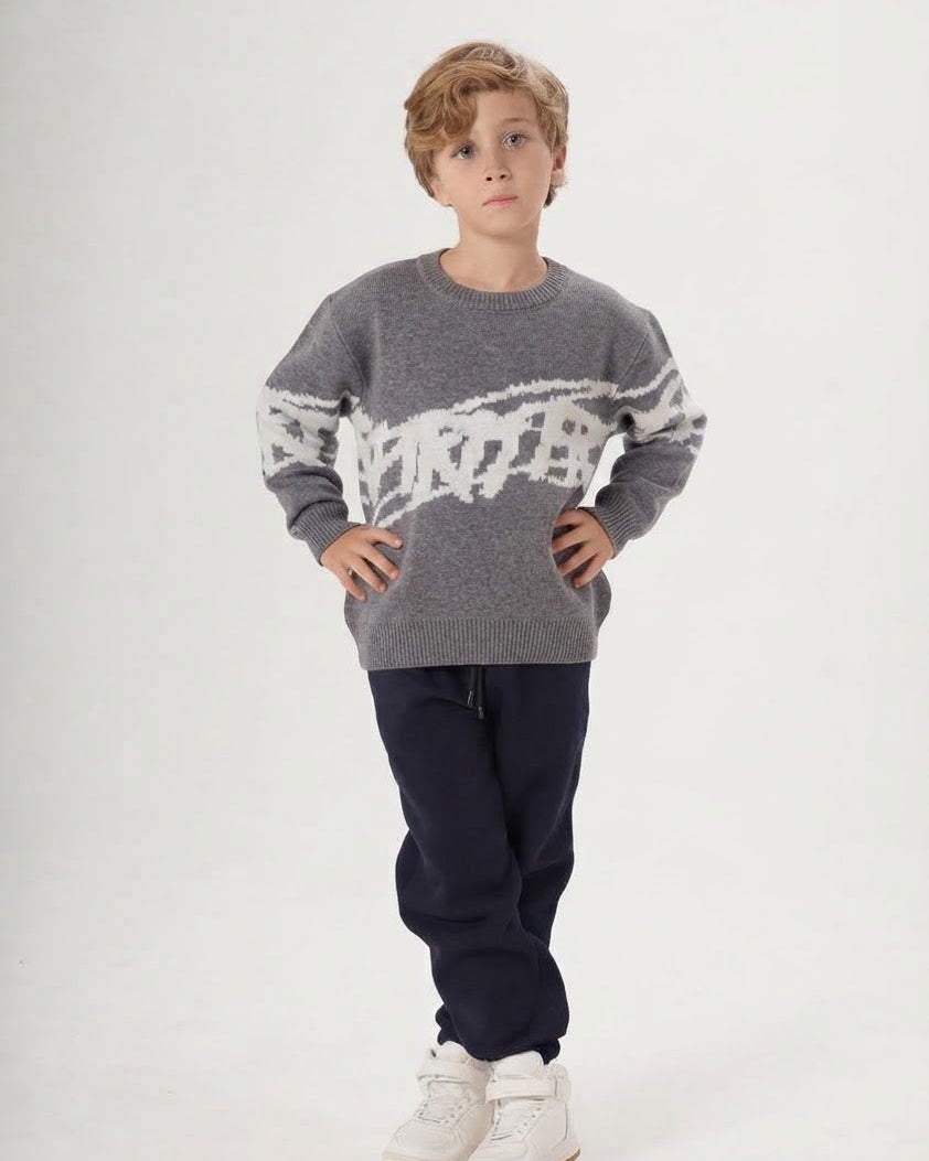Boys Jaqured Round neck Pullover