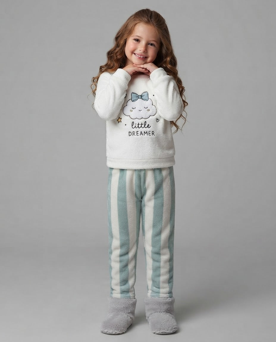 Girls Printed Pyjama W/Stripped Pant