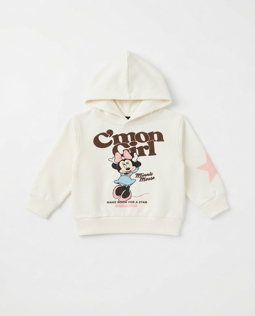 Girls Hodded Printed Minnie Mouse Sweatshirt