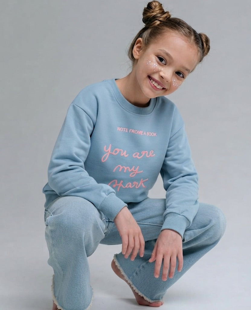 Girls Printed Round Neck Sweatshirt