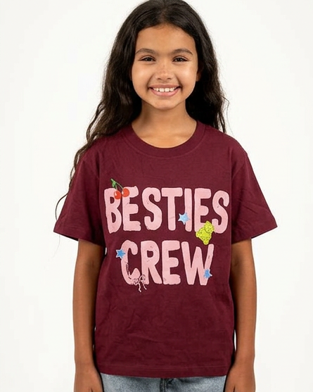 Girls Printed Besties Half Sleeves T-shirt