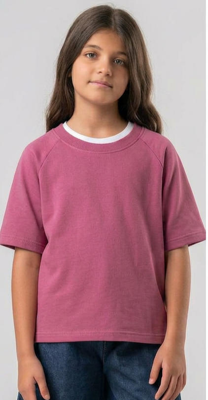 Girls Plain Half Sleeves T-Shirt