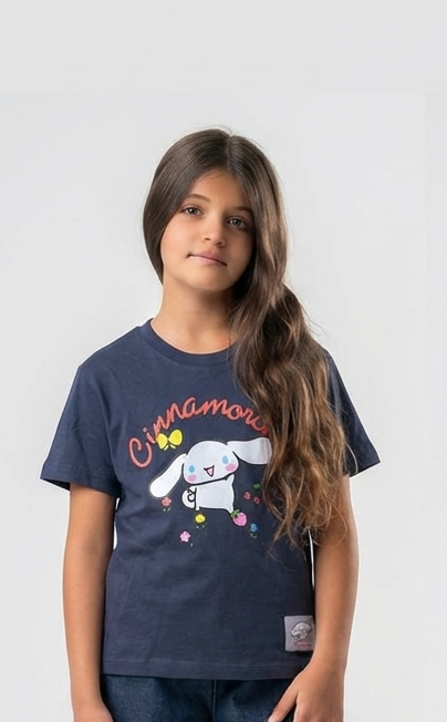 Girls Half Sleeves Printed Cinnamorll T-Shirt