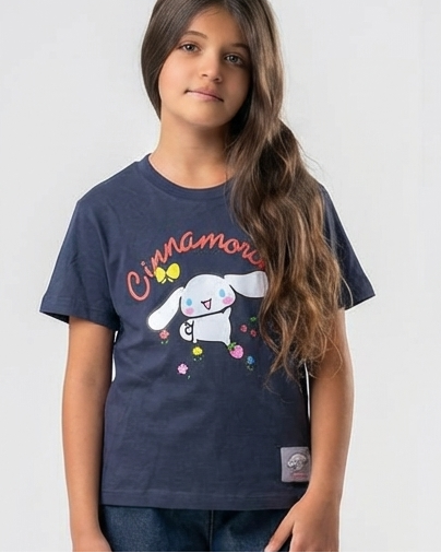 Girls Half Sleeves Printed Cinnamorll T-Shirt