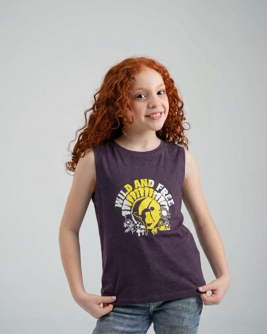 Girls Printed Wild And Free Cut T-Shirt