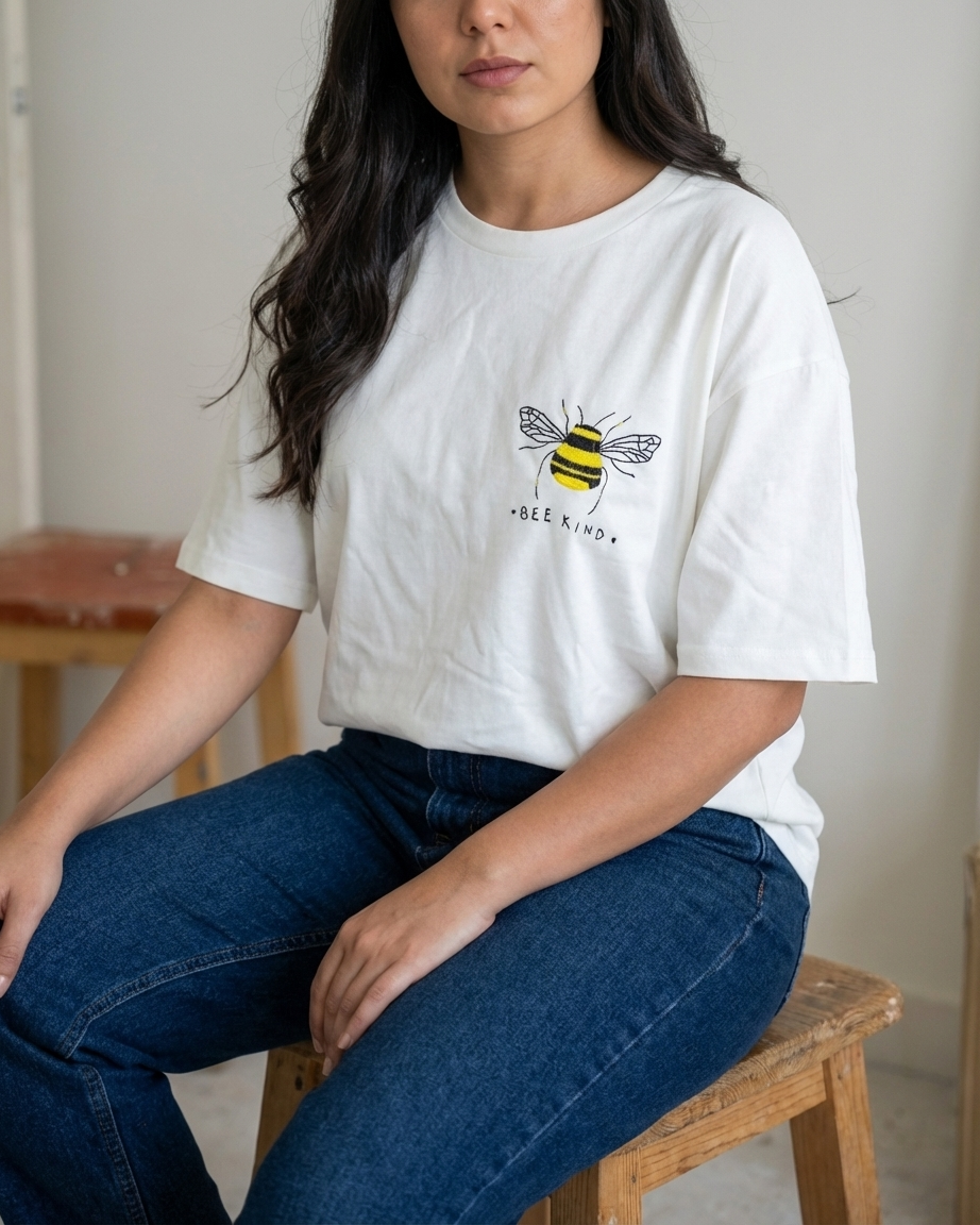 Women Embroidered Bee Oversize T-Shirt