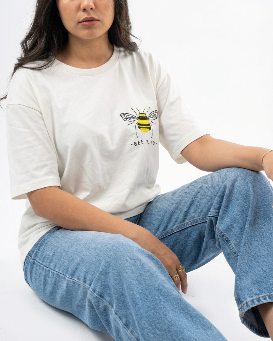 Women Embroidered Bee Oversize T-Shirt
