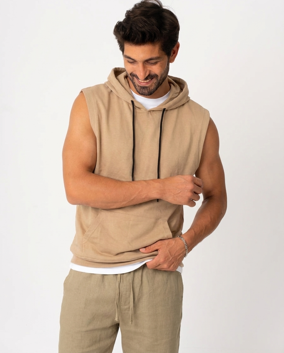 Men Cap Sleeve Hooded T-Shirt