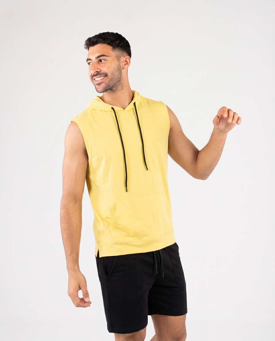 Men Cap Sleeve Hooded T-Shirt
