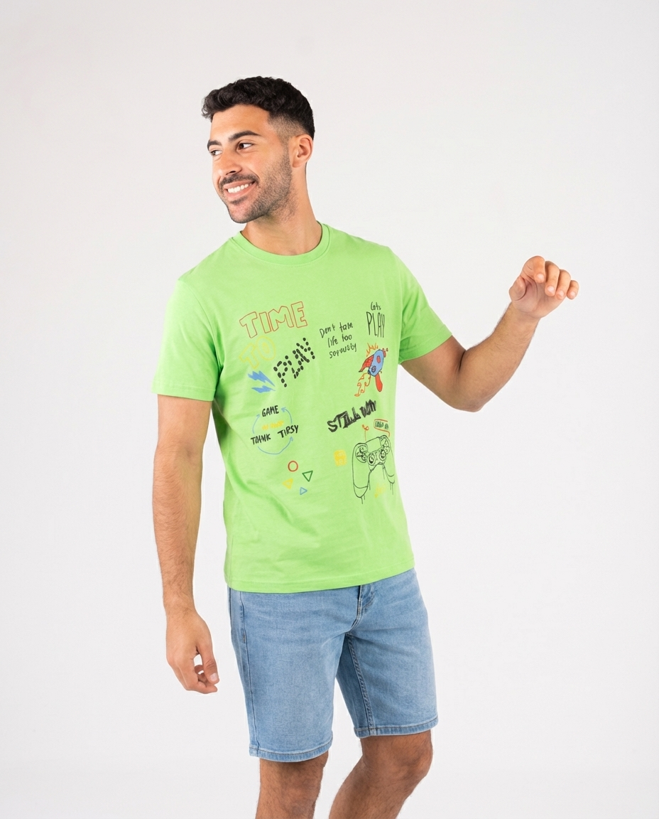 MEN PRINTED HALF SLEEVES T-SHIRT