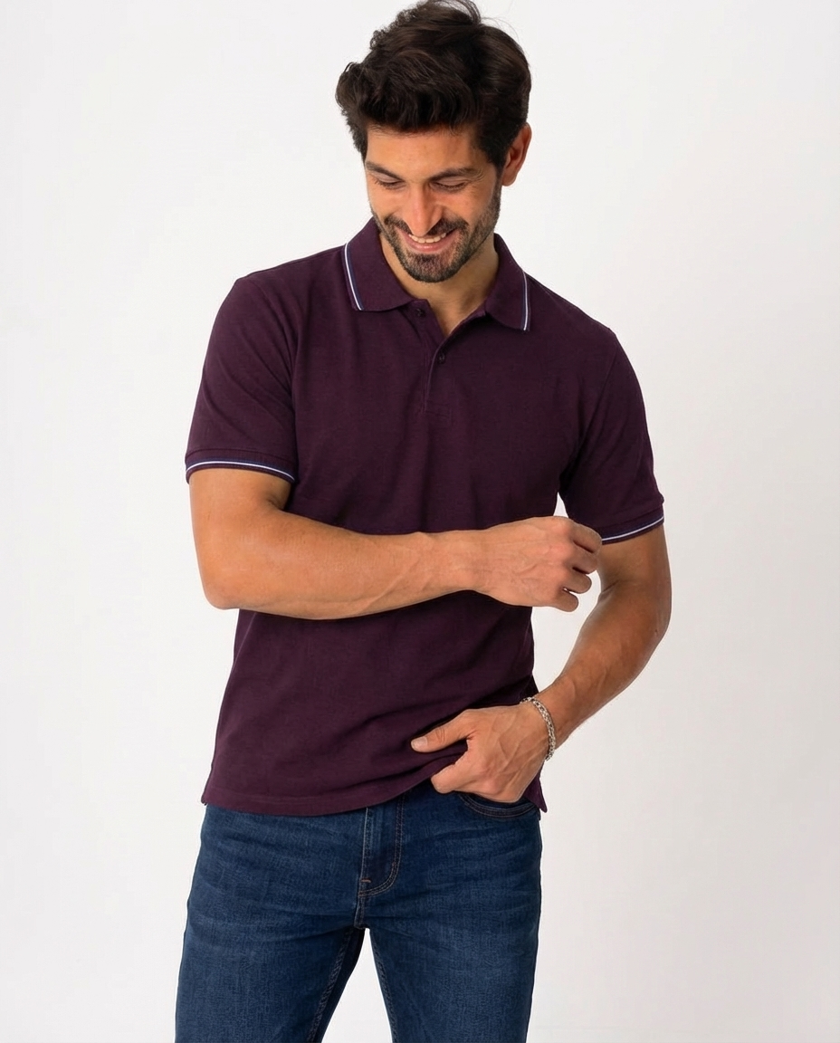 MEN PLAIN HALF SLEEVES POLO T-SHIRT V NECK