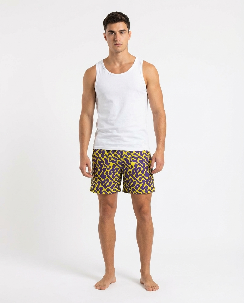 Men’s printed waterproof swim shorts