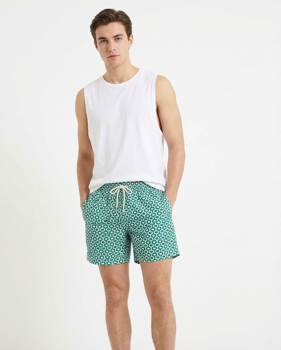 Men’s printed waterproof swim shorts