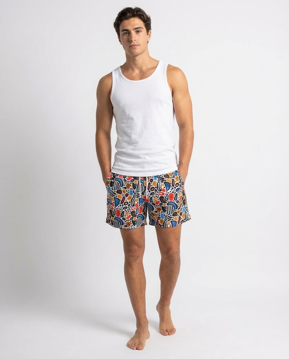 Men’s printed waterproof swim shorts