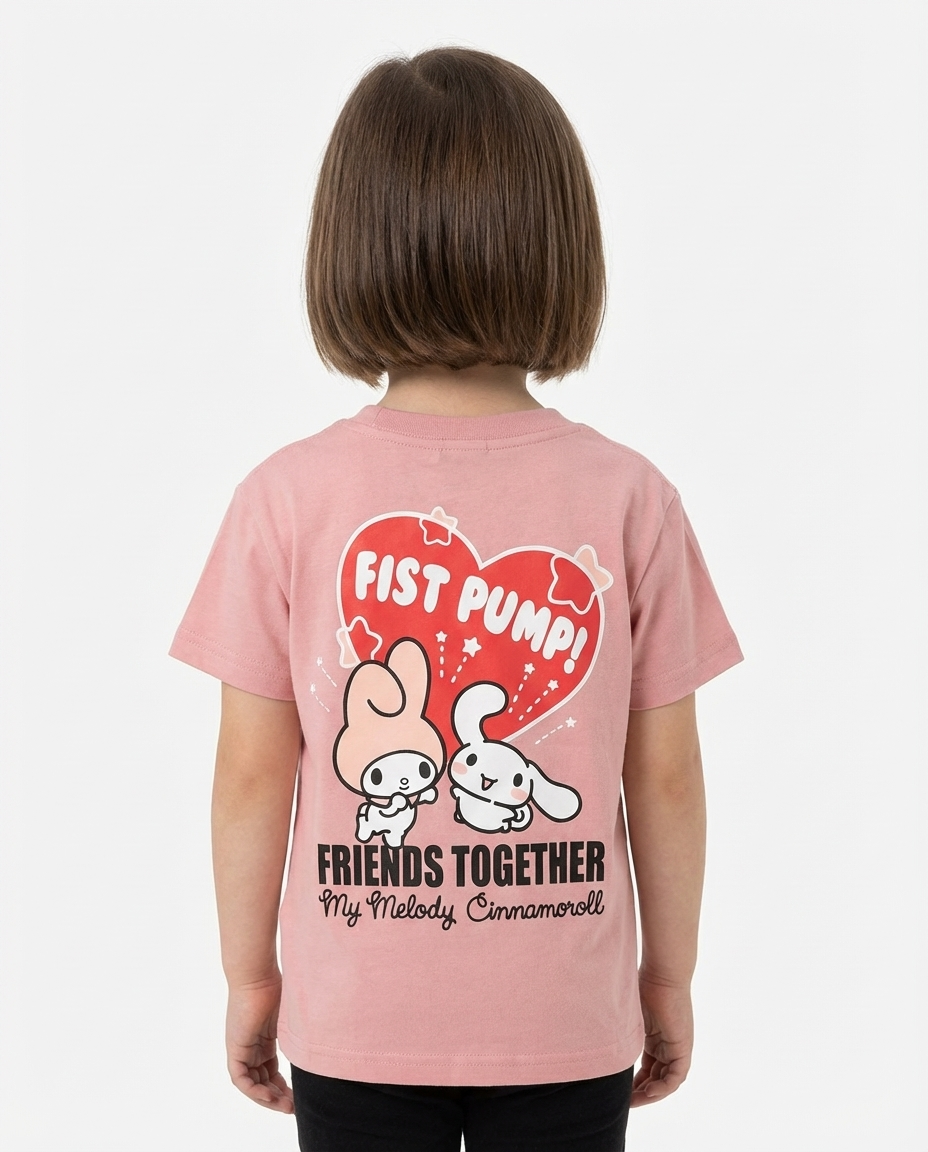Girls Printed Fist Pump Half Sleeves T-Shirt