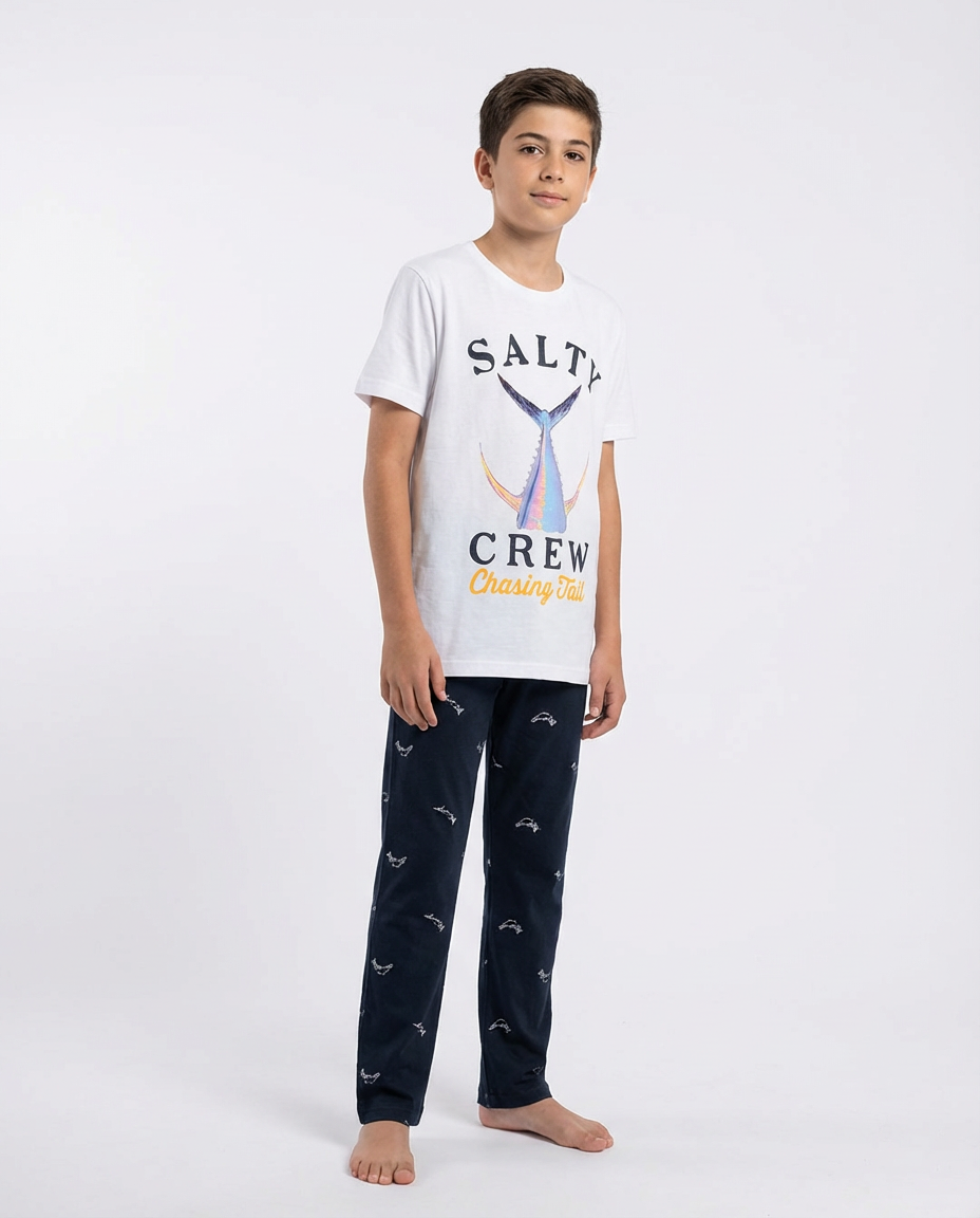 Boys Printed Short Sleeve Pajamas with Pants