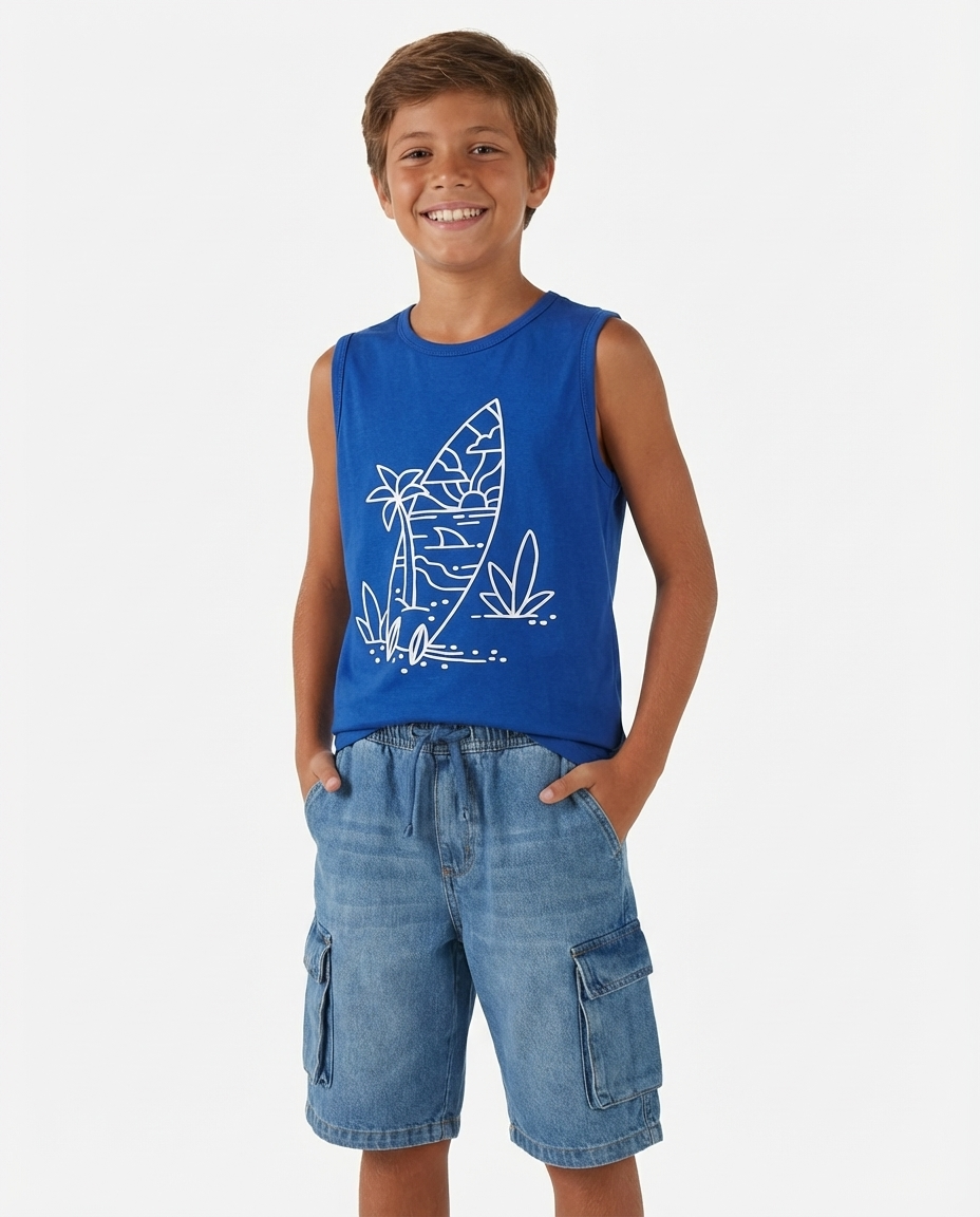Boys Printed Tree Cut T-Shirt