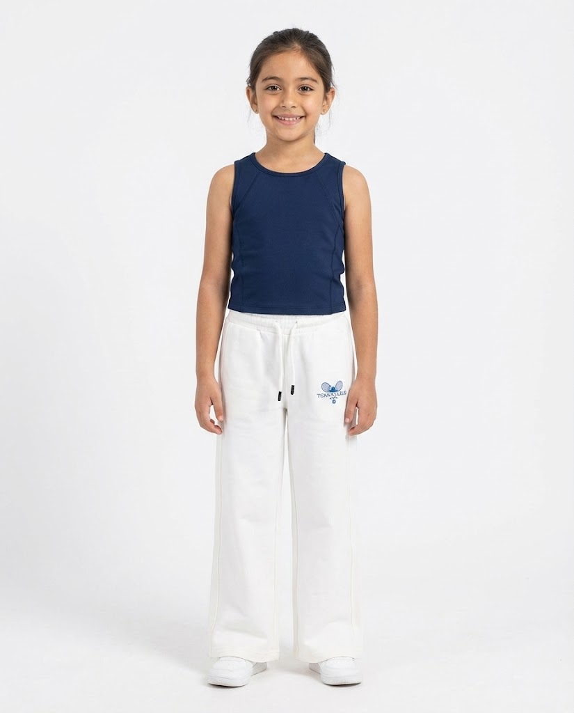 Girls Printed Stitch Summer Melton Wide Leg Pant