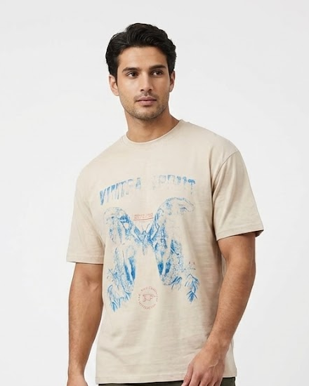 Men Printed Half Sleeves T-shirt Over Size
