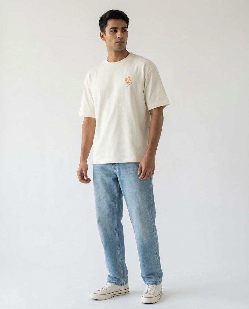 Men Printed Half Sleeves Over Size T-shirt