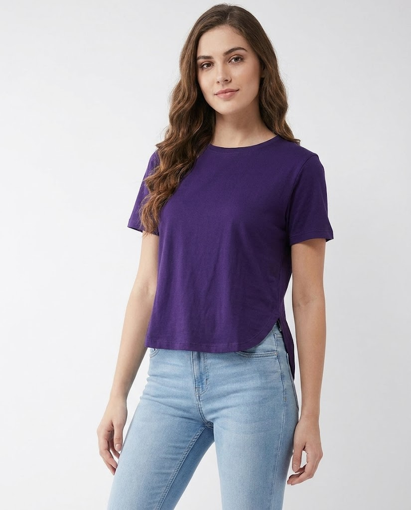 Women Plain Dildoran Half-Sleeve T-Shirt