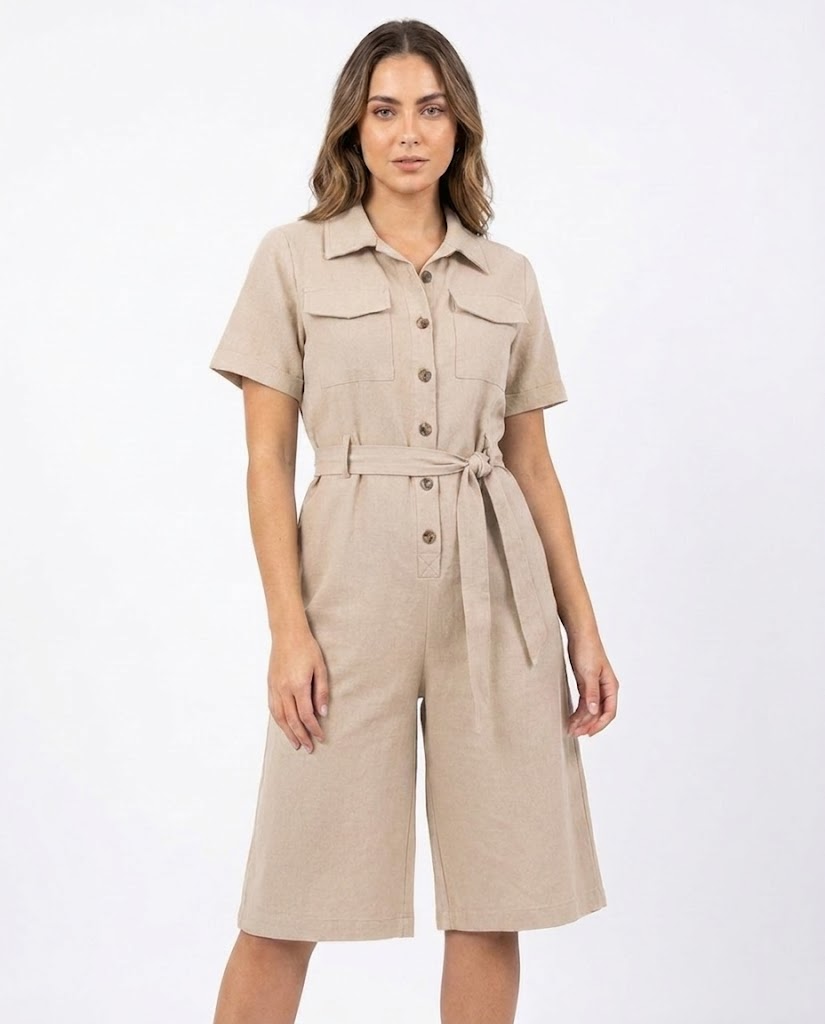Women Half Sleeves Jumpsuit