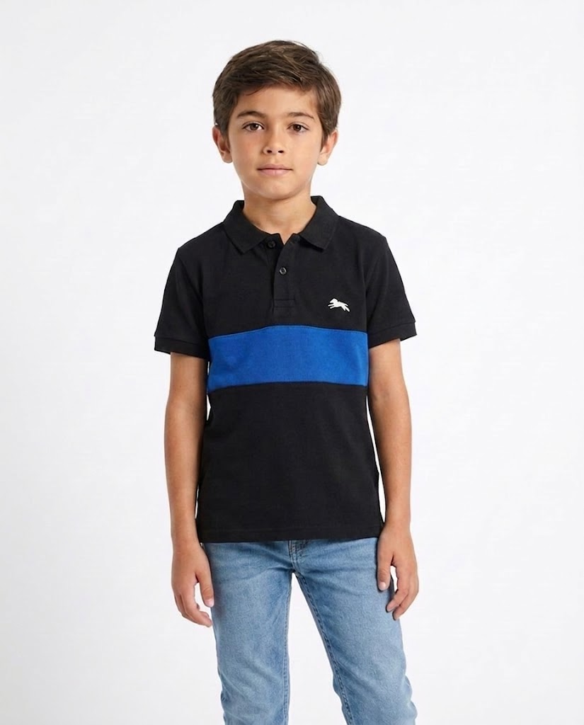 BOYS EMBROIDERED FISH POLO T-SHIRT