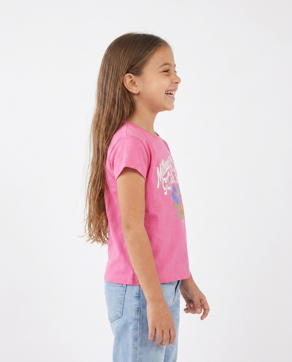 Girls Printed Millions Of Dreams Crop T-Shirt