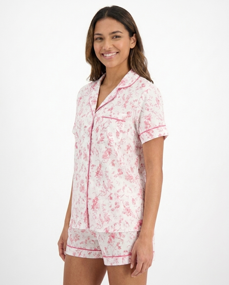 Women Printed Half-Sleeve Buttoned Top And Shorts Pajama