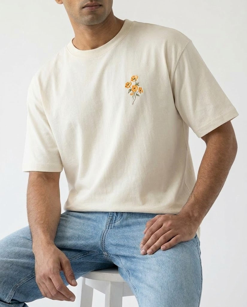 Men Printed Half Sleeves Over Size T-shirt