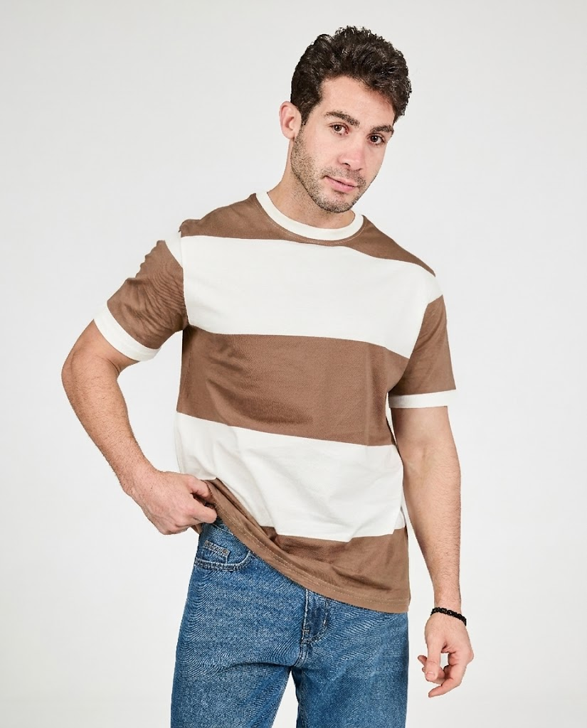 MEN STRIPPED HALF SLEEVES T-SHIRT