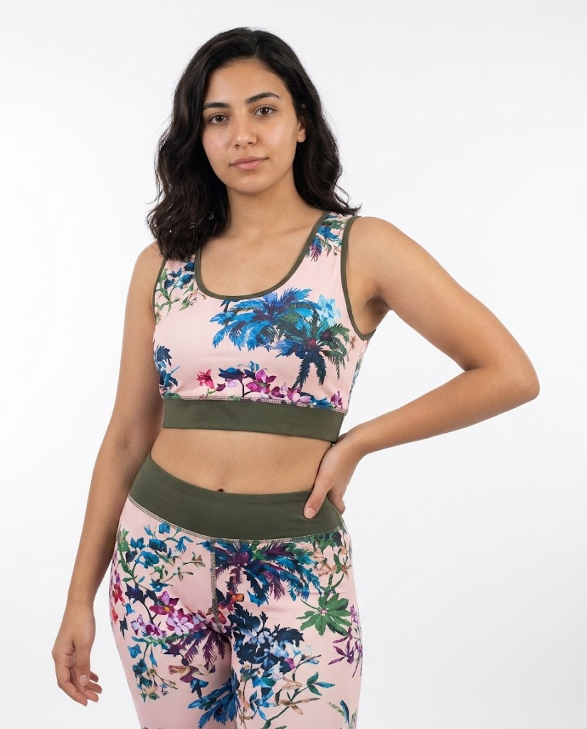 Women Printed Soft Bra And Pants Sports Set