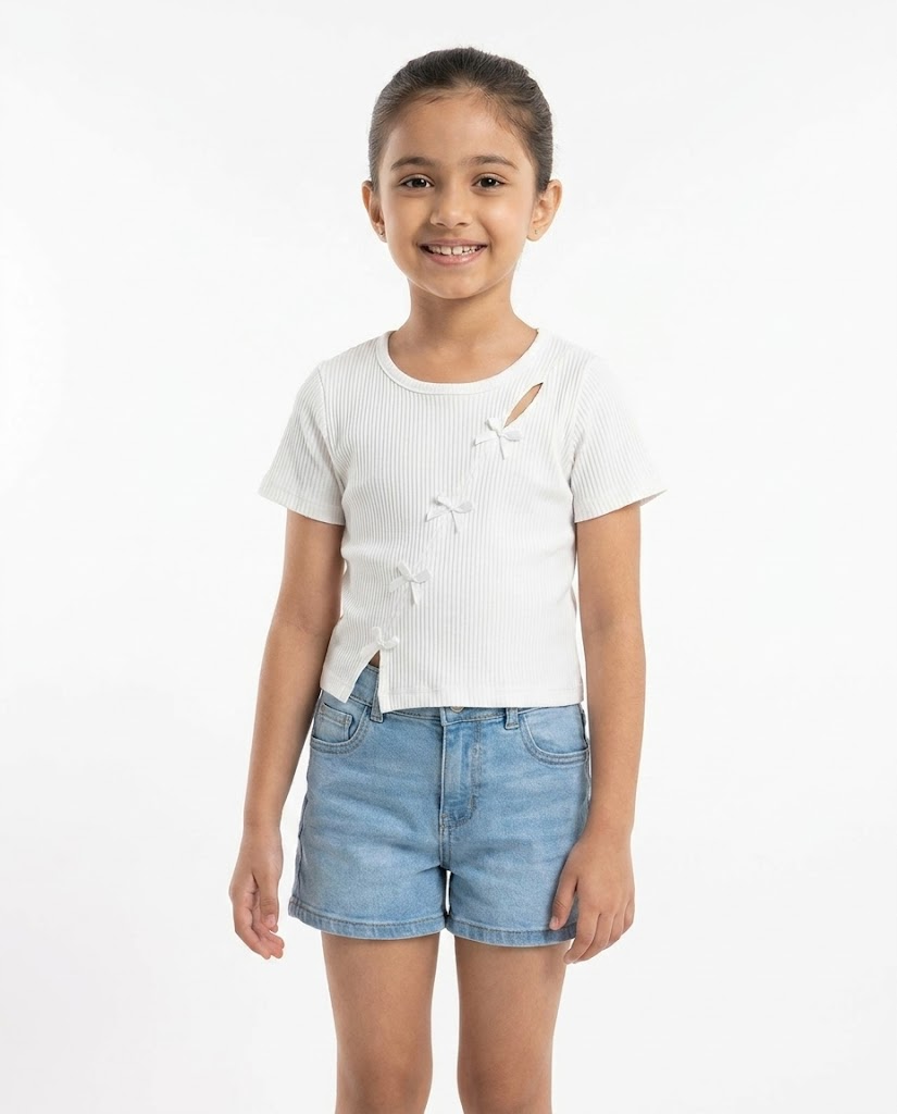 Girls Plain Half Sleeves T-shirt