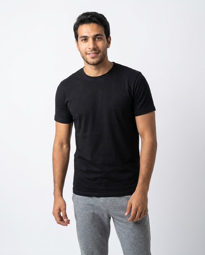 Men Plain Half Sleeves T-shirt