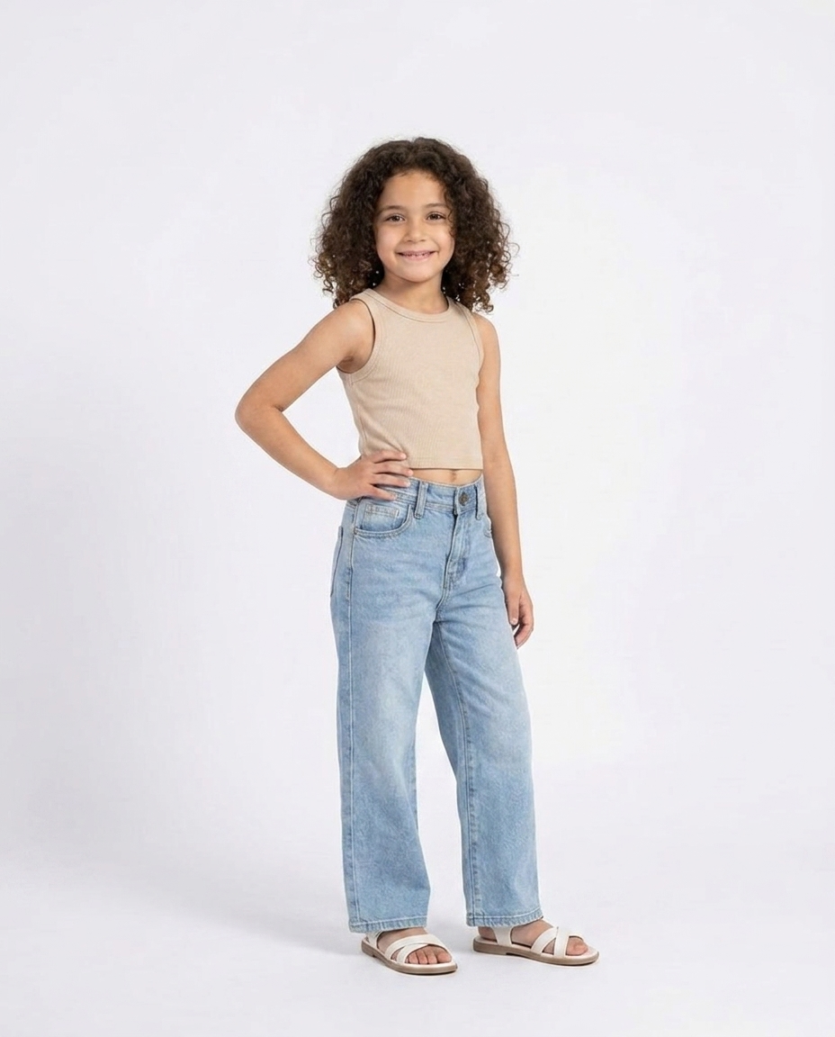 GIRLS PLAIN SLEEVLESS T-SHIRT