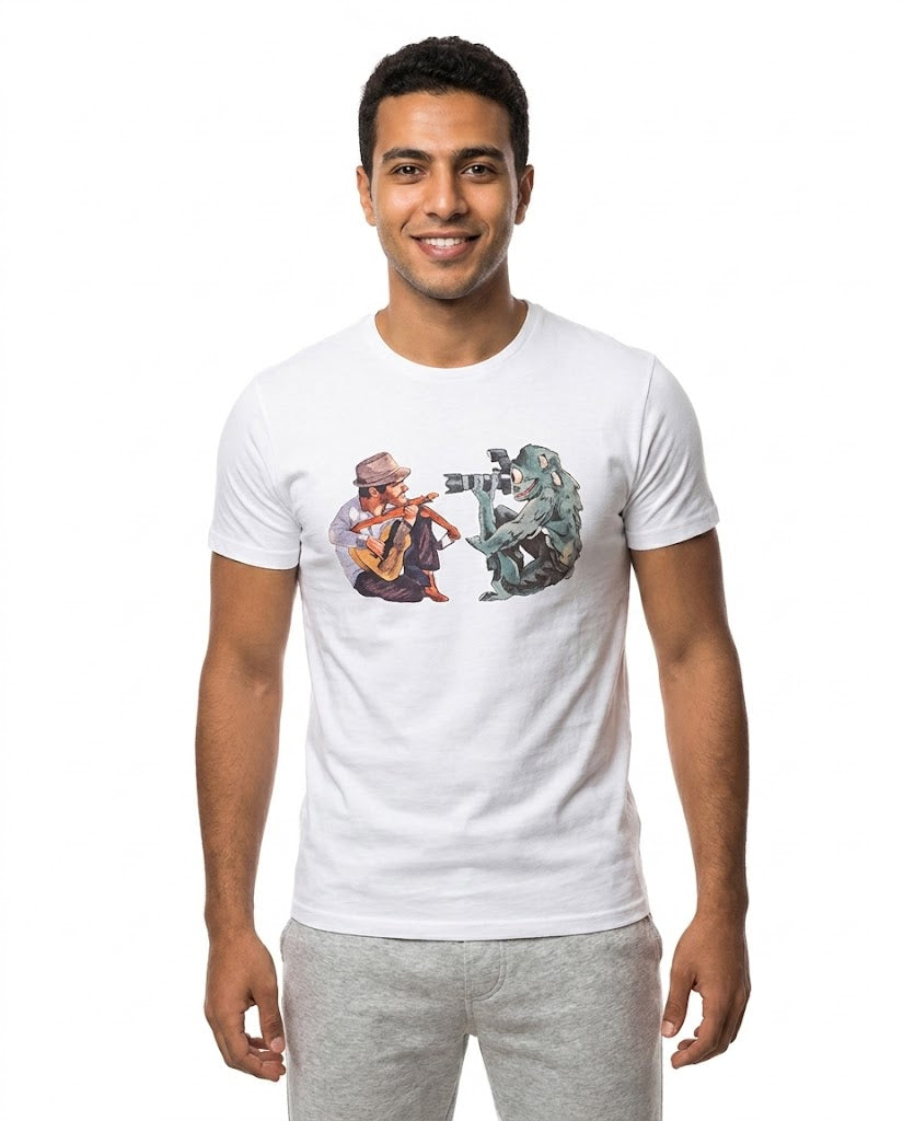 MEN PRINTED CAMERA HALF SLEEVES T-SHIRT