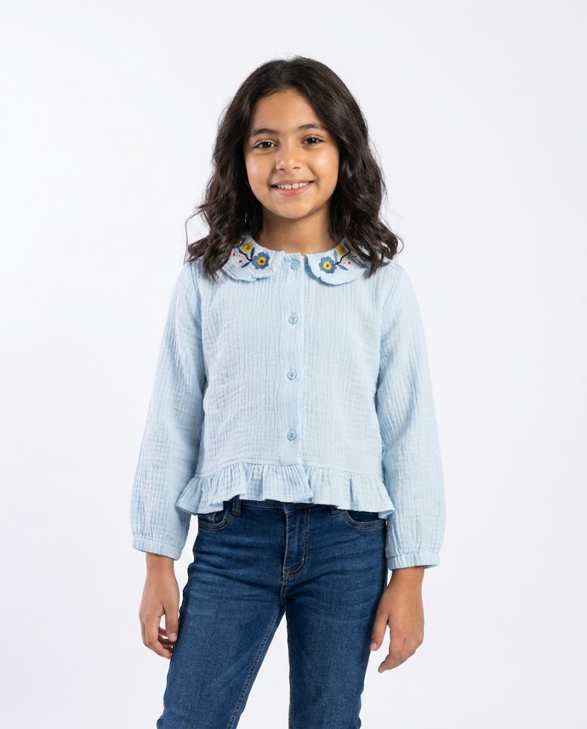 Girls Embroidered Long Sleeves Blouse