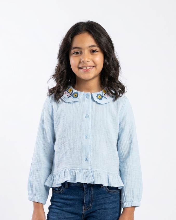 Girls Embroidered Long Sleeves Blouse