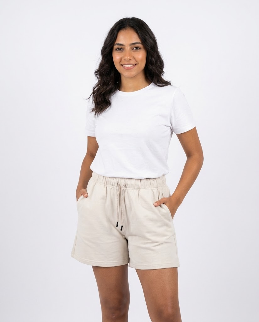 Women Plain Summer Melton Short