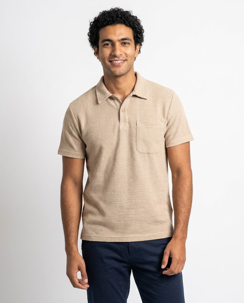 Men Pattern Half Sleeves Polo T-shirt