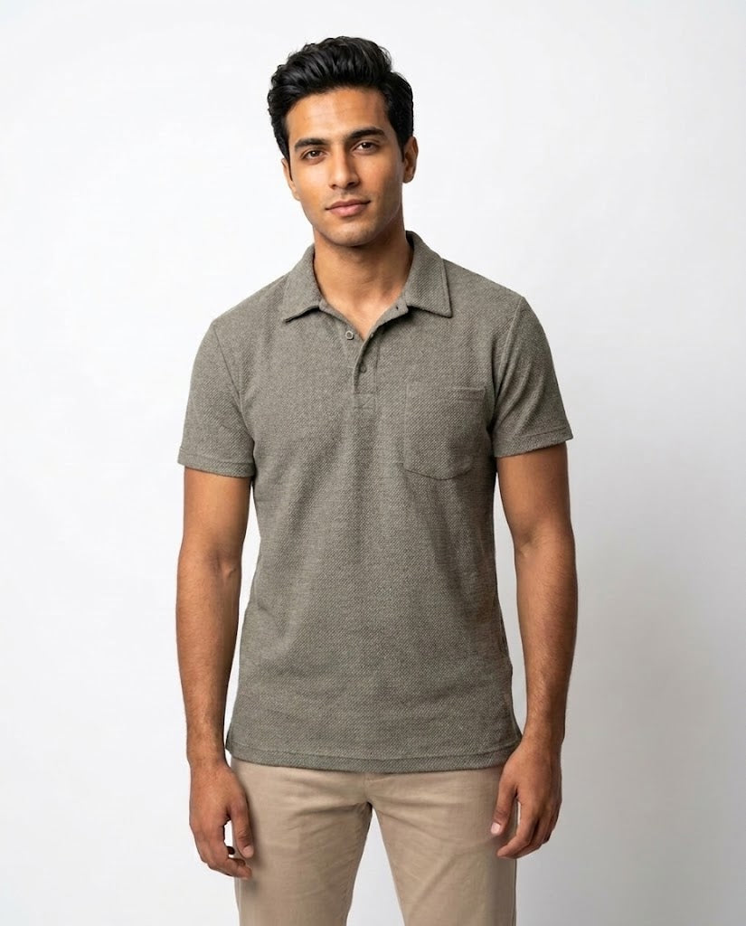 Men Jaqured Half Sleeves Polo T-shirt